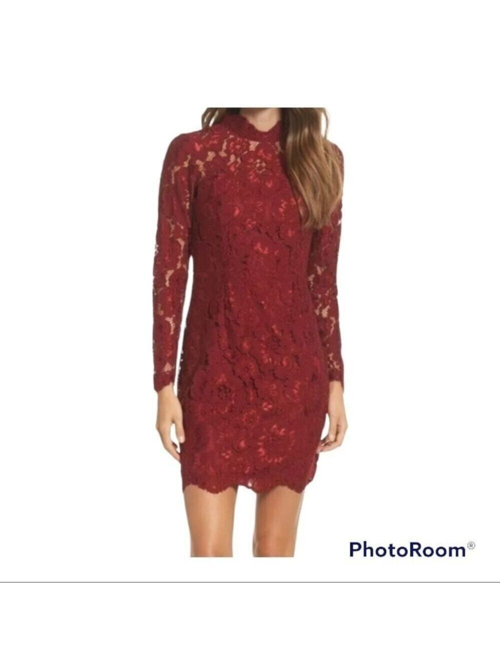 Betsey Johnson Red Floral Lace Bodycon Dress Size 12